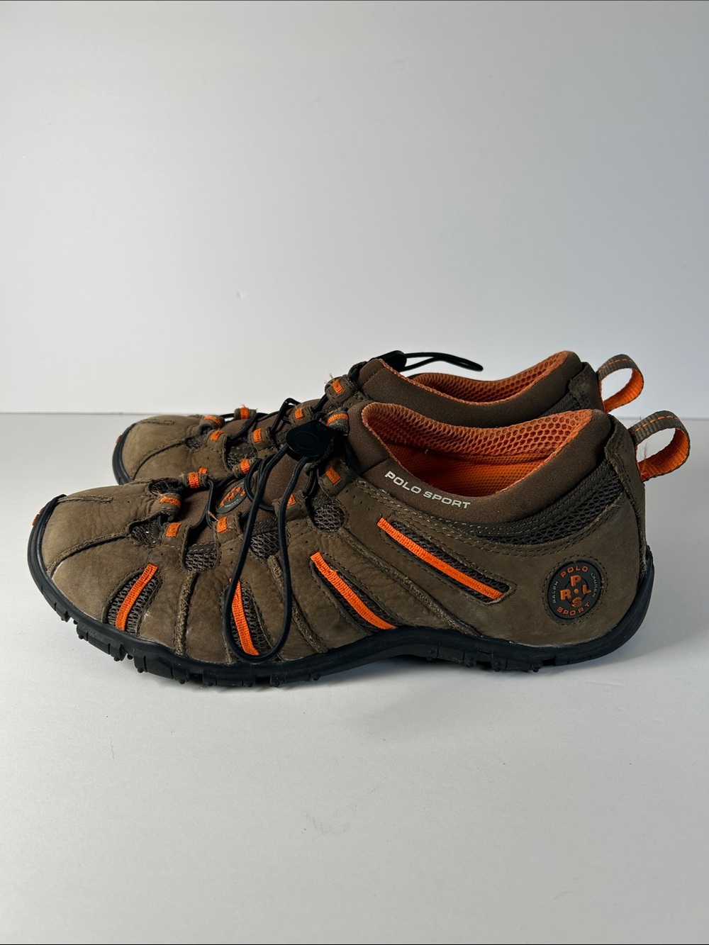 Polo by Ralph Lauren Brown Athletic Sneakers with Orange Accents
